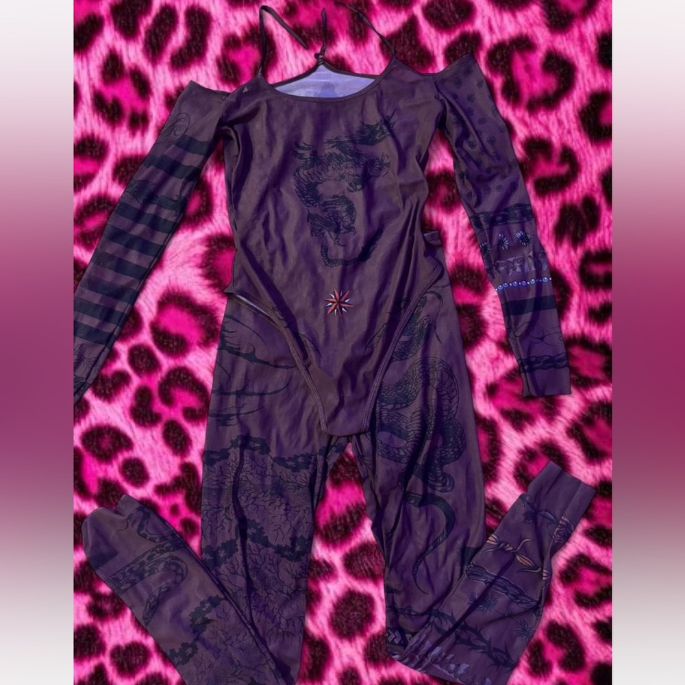 Tattoo Mesh bodysuit & leggings set